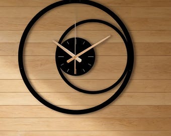 Personalized Modern Spiral Metal Wall Clock, Black Minimalist Geometric Wall Clock, Large Decorative Wall Clock, Silent Clock Gift, Wall Art