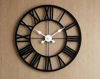 Metal Large Wall Clock Rustic Wall Clock Oversized Farmhouse Wall Clock Modern Minimalist Round Wall Clock Industrial Wall Art Decorative
