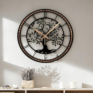 Tree Of Life Wall Clock With Metal Frame,Metal Tree Clock,Morden Clock Gift, Large Black Tree of Life Clock, Nature Symbol Clock, Home Decor