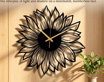 Sunflower Metal Wall Clock, Silent and Unique Wall Clock,Modern Wall Clock,Clocks for Wall, Mid Century Clock, Unique Clock, Wanduhr,Horloge