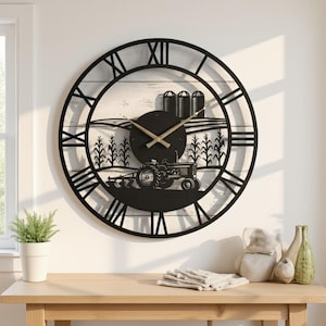 Custom Cow Farm Metal Wall Clock, Rustic Country Ranch Decor, Western Agriculture Artwork Gift,Housewarming Gift For Mom,Home Decor,Wall Art