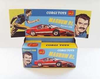 CORGI TOYS No.298 - MAGNUM P.I - Caja de reproducción personalizada y parte posterior de exhibición únicamente.