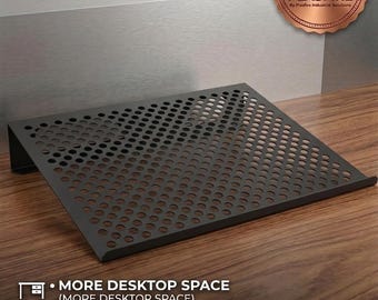 Ergonomic Metal Laptop Stand & Monitor Riser – Vented Desktop Organizer