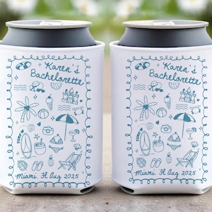 Personalized Coastal Bachelorette Can Cooler, Beach Bachelorette Party Can Coolers, Wedding Girls Weekend Drink Holder, Bridal Shower Favors