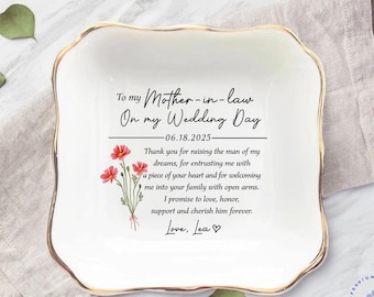 Personalized Mother in Law Ring Dish, Custom Gift for Mother of the Bride, Wedding Trinket Dish