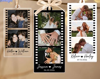 Custom Couple Photo Strip Ornament: Personalized Couple Picture Married Keepsake, Xmas Gift for Couple, Newlywed Gift