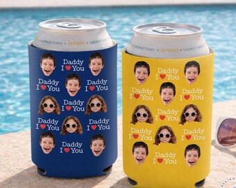 Custom Baby Face Funny Can Cooler, Personalized Can Cooler For Dad, Father's Day Gifts, Birthday Gift, Kids Photo Can Cozie Gift For Husband
