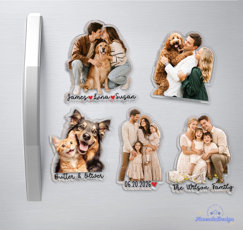 Personalized Acrylic Family Photo Magnet: Custom Family Portrait from Picture Fridge Magnets, Gift for Couple, Christmas Gifts 画像 10