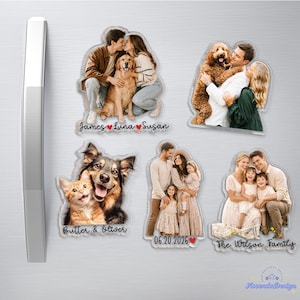 Personalized Acrylic Family Photo Magnet: Custom Family Portrait from Picture Fridge Magnets, Gift for Couple, Christmas Gifts 画像 3