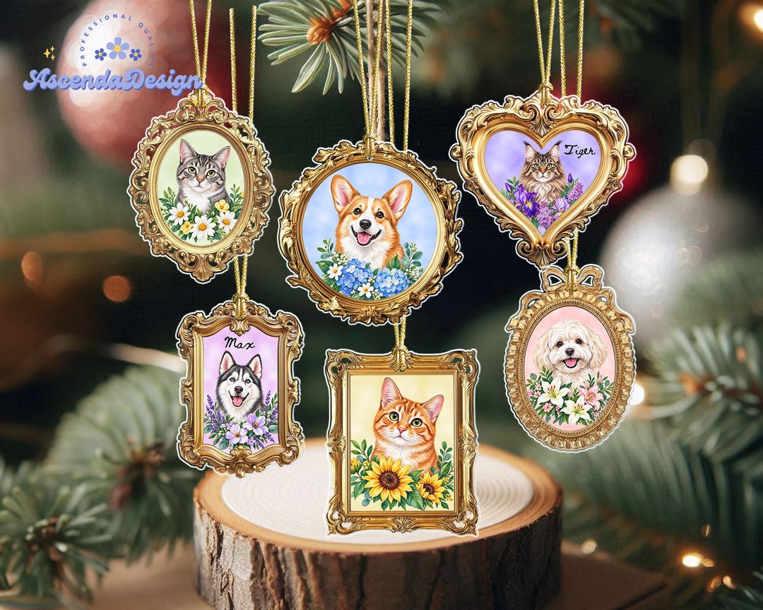 Personalized Pet Portrait from Photo Ornament, Custom Mini Museum Dog Picture Keepsake, Pet Lovers Gifts, Dog Cat Remembrance Gift Loss
