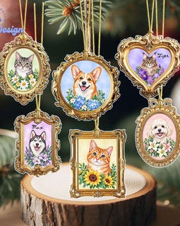 Personalized Pet Portrait from Photo Ornament, Custom Mini Museum Dog Picture Keepsake, Pet Lovers Gifts, Dog Cat Remembrance Gift Loss By AscendaDesign Made by AscendaDesign 1 year on Etsy