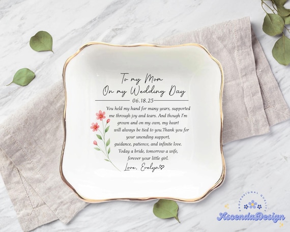 To My Mom Personalized Ring Dish, Wedding Ring Holder, Mother of the bride Gift, Wedding Gift for Mom, Bride Mom Gift, Bridal Shower Gifts