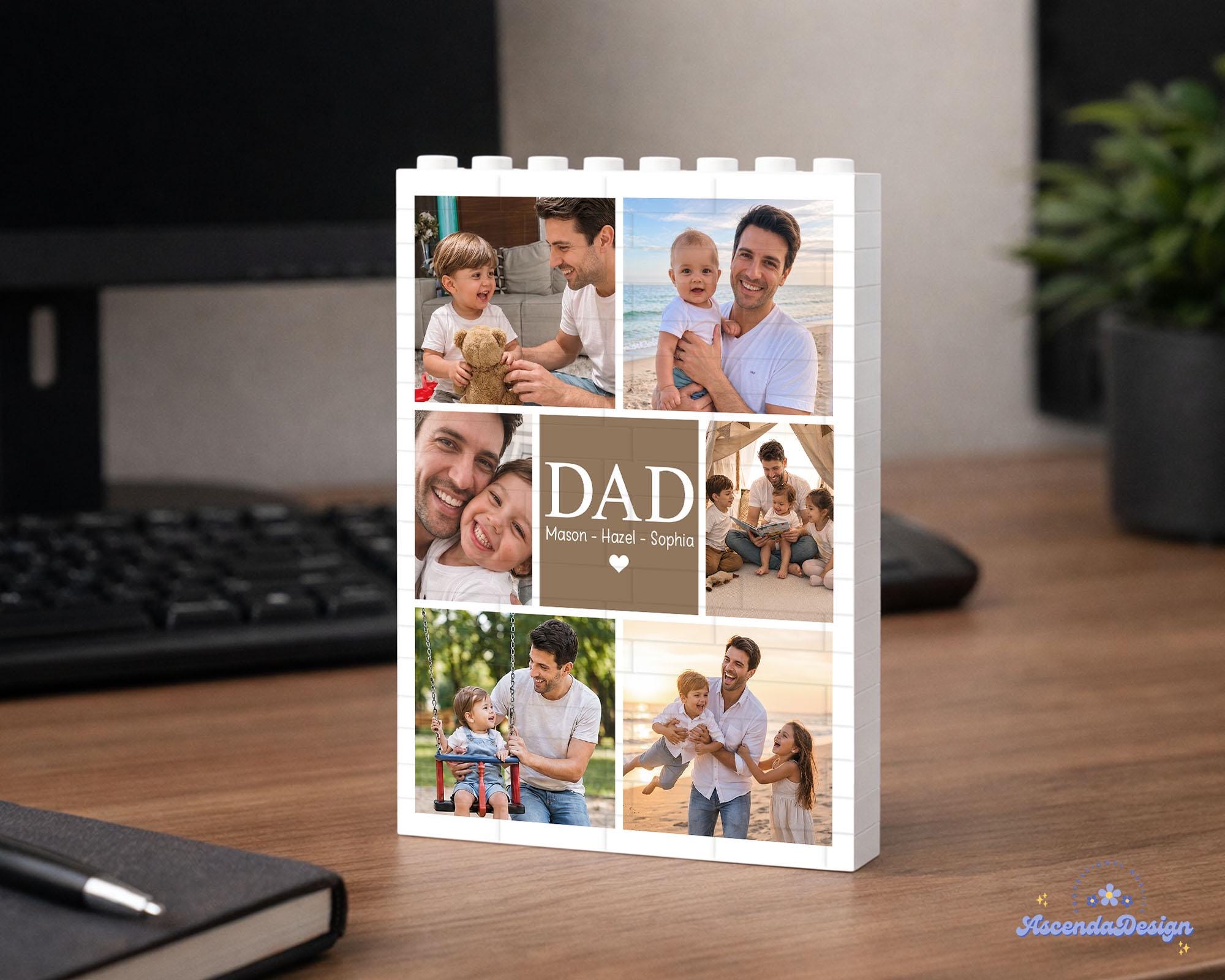 Custom Photo Collage Dad and Kids Building Blocks, Fathers Day Gift for ...