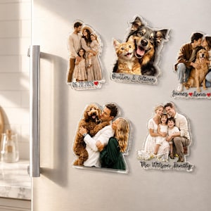 Personalized Acrylic Family Photo Magnet: Custom Family Portrait from Picture Fridge Magnets, Gift for Couple, Christmas Gifts 画像 11