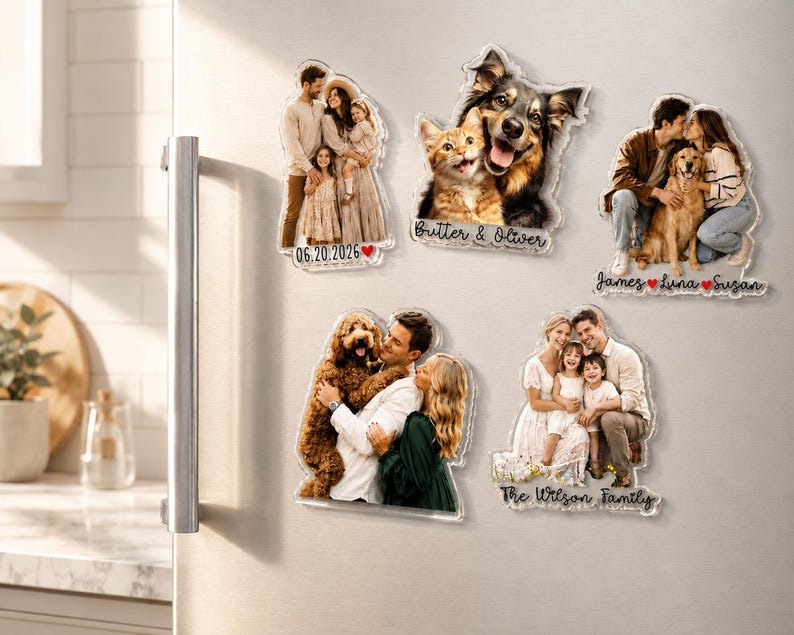 Personalized Acrylic Family Photo Magnet: Custom Family Portrait from Picture Fridge Magnets, Gift for Couple, Christmas Gifts 画像 11