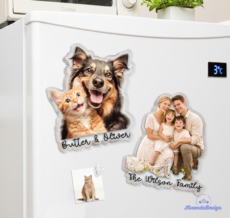 Personalized Acrylic Family Photo Magnet: Custom Family Portrait from Picture Fridge Magnets, Gift for Couple, Christmas Gifts 画像 4