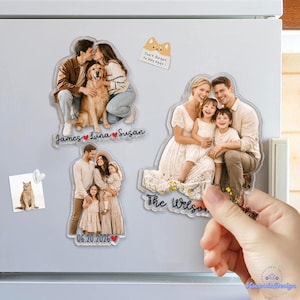 Personalized Acrylic Family Photo Magnet: Custom Family Portrait from Picture Fridge Magnets, Gift for Couple, Christmas Gifts 画像 6