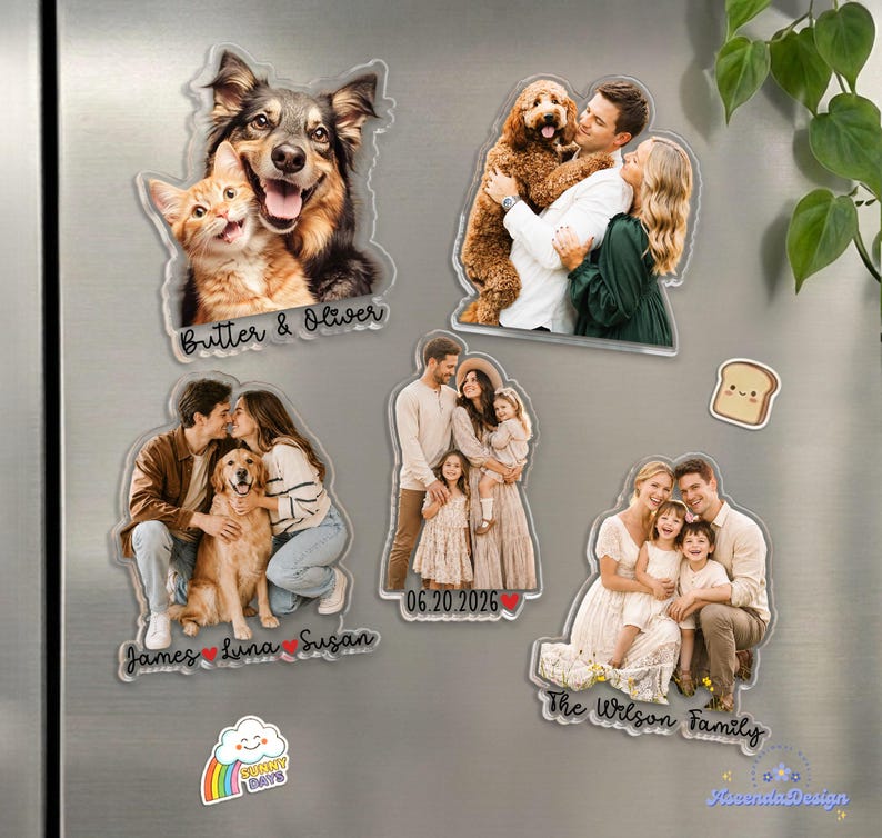 Personalized Acrylic Family Photo Magnet: Custom Family Portrait from Picture Fridge Magnets, Gift for Couple, Christmas Gifts 画像 5