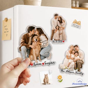Personalized Acrylic Family Photo Magnet: Custom Family Portrait from Picture Fridge Magnets, Gift for Couple, Christmas Gifts 画像 9