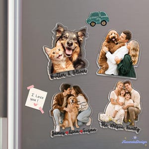 Personalized Acrylic Family Photo Magnet: Custom Family Portrait from Picture Fridge Magnets, Gift for Couple, Christmas Gifts 画像 7