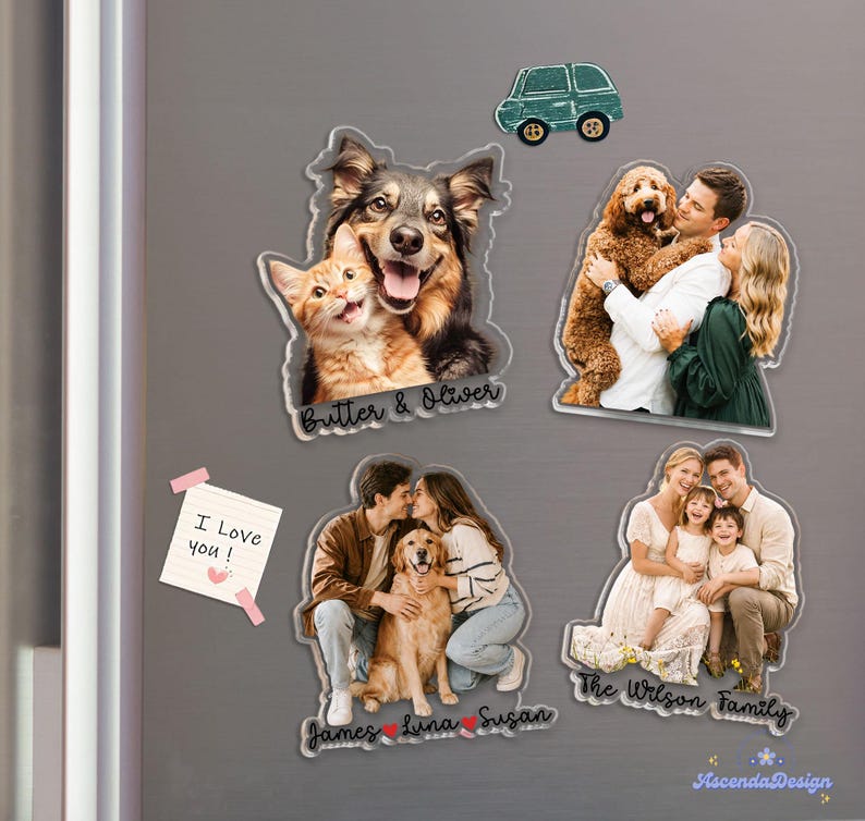 Personalized Acrylic Family Photo Magnet: Custom Family Portrait from Picture Fridge Magnets, Gift for Couple, Christmas Gifts 画像 7