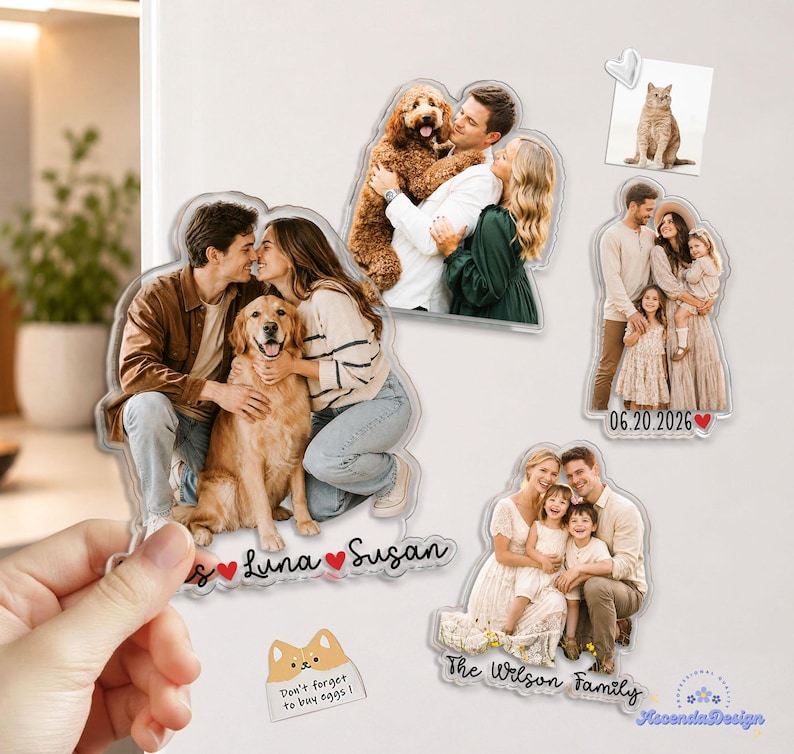 Personalized Acrylic Family Photo Magnet: Custom Family Portrait from Picture Fridge Magnets, Gift for Couple, Christmas Gifts 画像 8