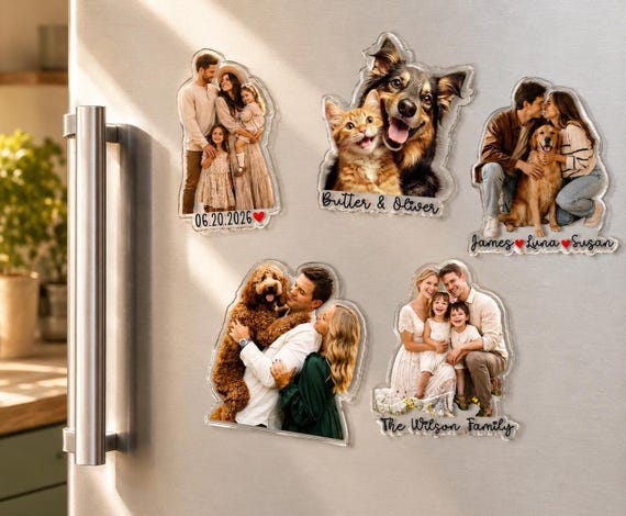 Personalized Acrylic Family Photo Magnet: Custom Family Portrait from Picture Fridge Magnets, Gift for Couple, Christmas Gifts
