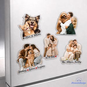 Personalized Acrylic Family Photo Magnet: Custom Family Portrait from Picture Fridge Magnets, Gift for Couple, Christmas Gifts 画像 2