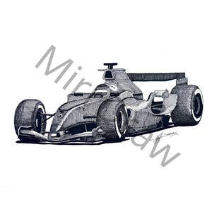 Hand-Drawn Formula One Illustration | Printable Motorsport Wall Art | Car lovers gift | gift for boyfriend | Gift for dad | Car gift