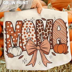Fall Mama Coquette Pumpkin PNG: Autumn Sublimation Design (Instant Download)