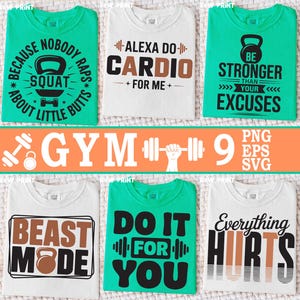 Fitnessstudio SVG-Bundle, Fitness motivierend PNG-Bundle, Workout-Shirt-Zitate, positives Zitat svg, Workout-Shirt Png-Bundle, Gym Motivational Design
