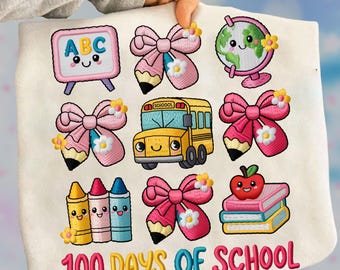 Faux Yarn 100 Days of School PNG, Pencil Bow (Digital Download)