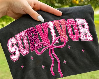 Breast Cancer Survivor PNG: Preppy Awareness Shirt Design (Digital Download