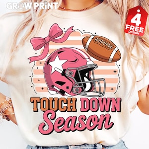 Touchdown Season PNG, Fall Football Sublimation, Football Coquette Png, Football Mama Png, Game Day Shirt Design, Pink Football Mom PNG