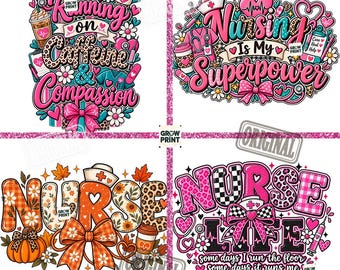 Nurse PNG Bundle, Funny Coffee Nurse, Fall Autumn Nurse Shirt, Nurse Superpower Design, Nursing Humor Sublimation Designs