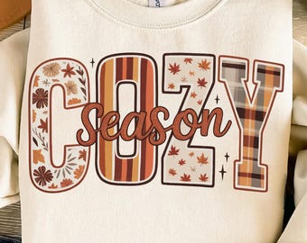 Cozy Season PNG, Striped Fall Sublimation Design, Autumn Coquette Shirt Graphic, Pumpkin Fall Vibes PNG, Digital Download