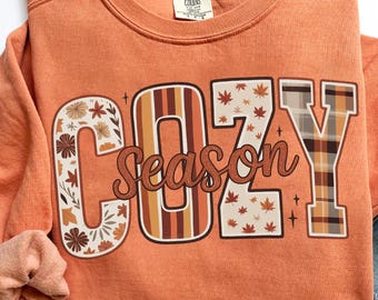 Cozy Season PNG: Preppy Fall Vibes, Retro Autumn Shirt Design (Digital Download)