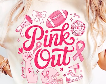 Pink Out Football PNG: Breast Cancer Awareness Game Day Design (Digital Download)