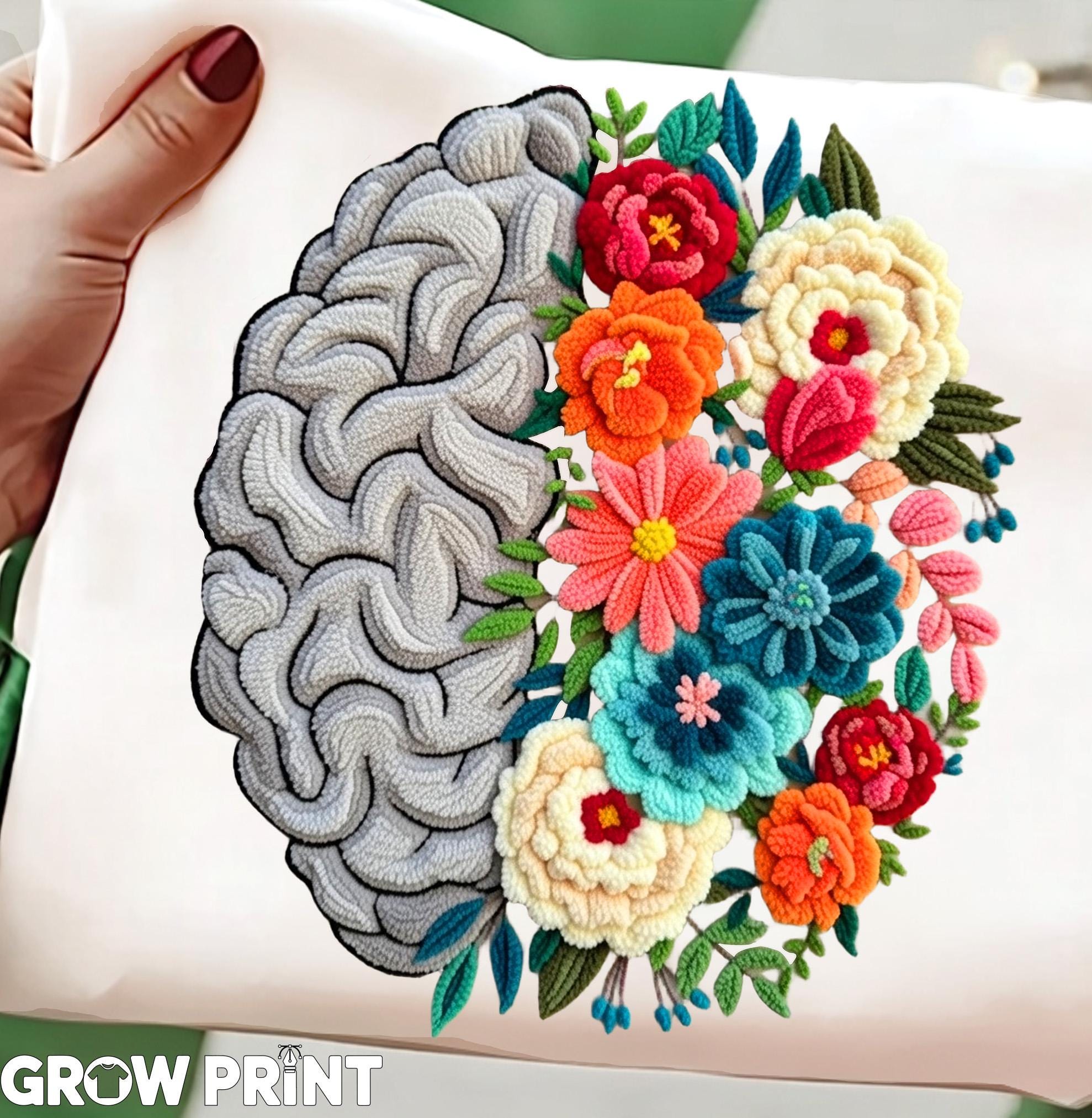 Mental Health Floral Brain PNG | Mental Wellness Awareness Design ...
