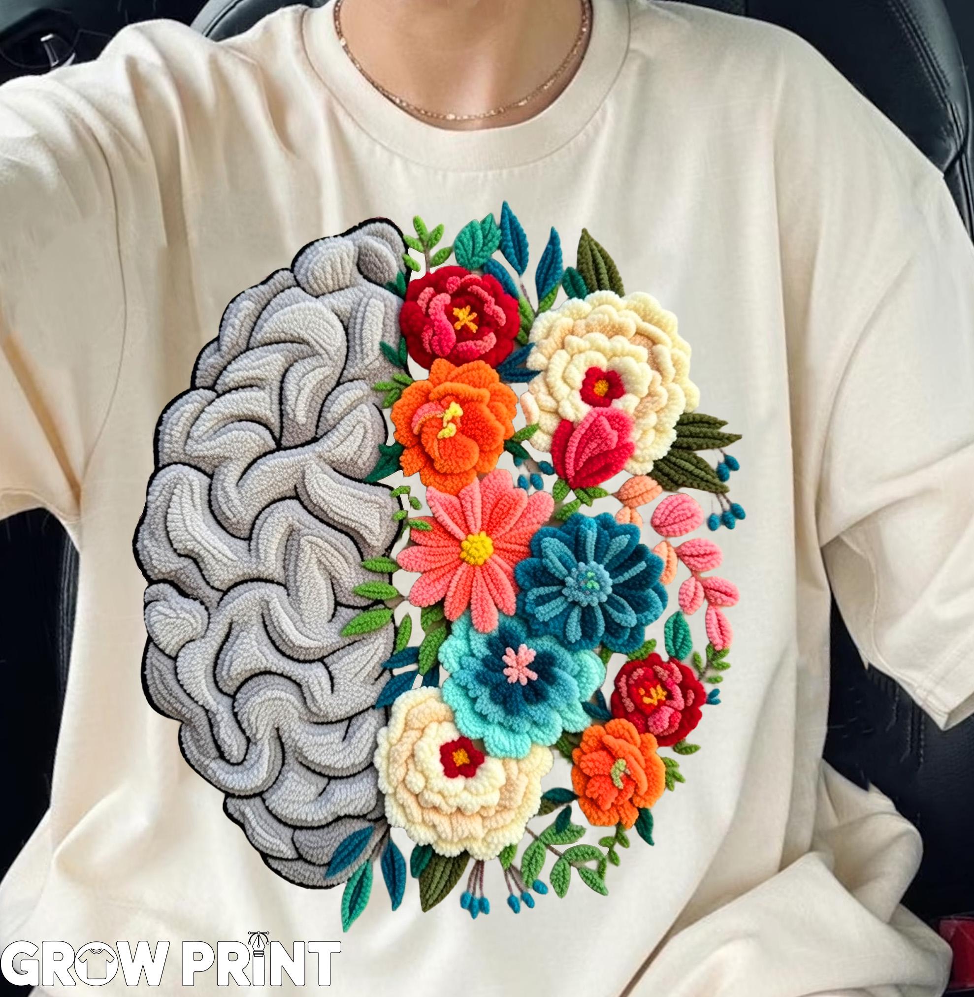 Mental Health Floral Brain PNG | Mental Wellness Awareness Design ...