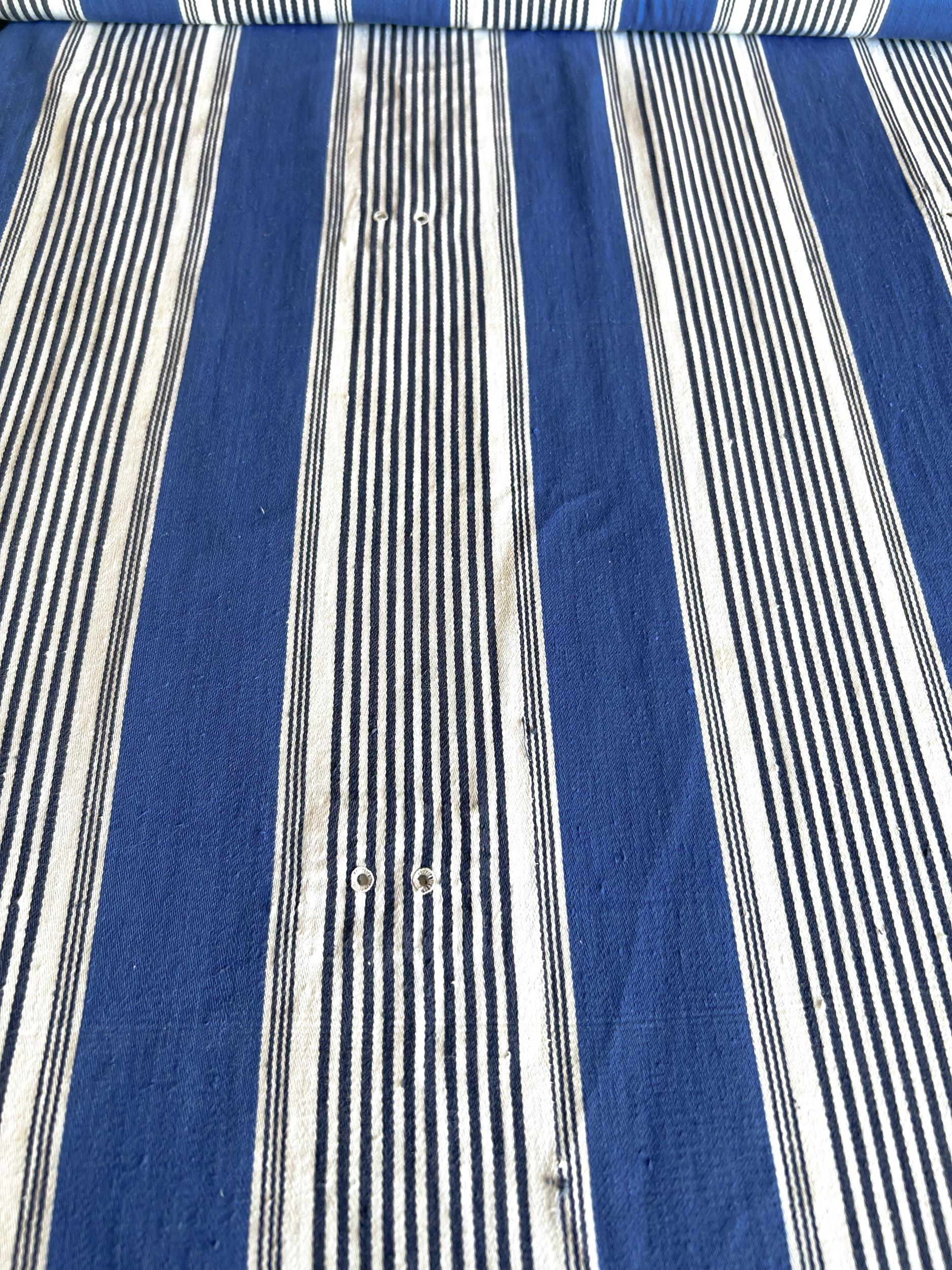 アンティークフレンチファブリック ブルーストライプ ティッキング