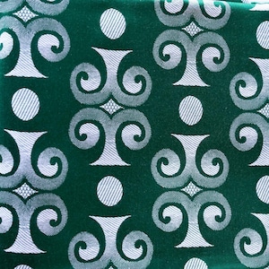 Vintage Green Geometric Fabric Retro Upholstery Material 1960s 1970s Mid Century Modern Textile Craft