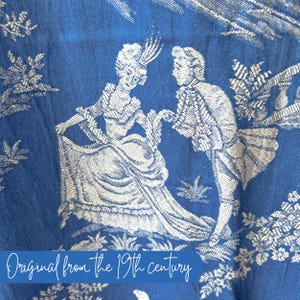 Blue White Toile de Jouy Fabric French Cotton Material Vintage Pastoral Print Home Decor By the Yard Upholstery