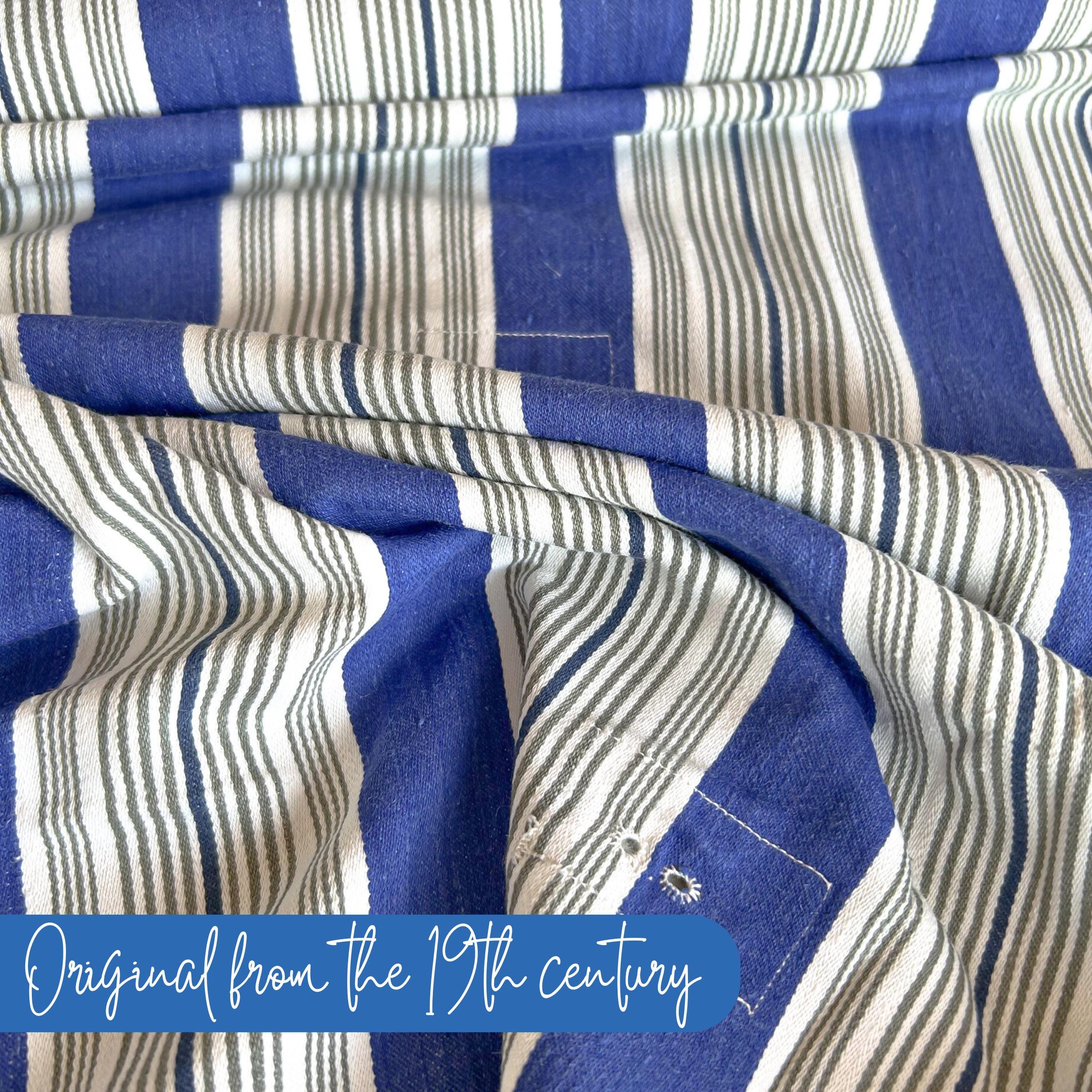 アンティークフレンチファブリック ブルーストライプ ティッキング