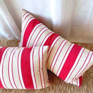 Striped Throw Pillow Cover Rustic Decorative Cushion Case with Zipper Washed Recycled Antique French Fabric