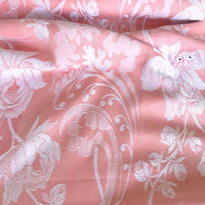 Peony Pink Cotton Fabric with Flowers, Cute Vintage Floral Textile for Sewing and Home Décor