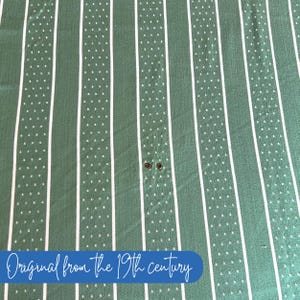 Vintage French Farmhouse Textile Green Striped Cotton Ticking Fabric Antique Cottagecore 1900s Material