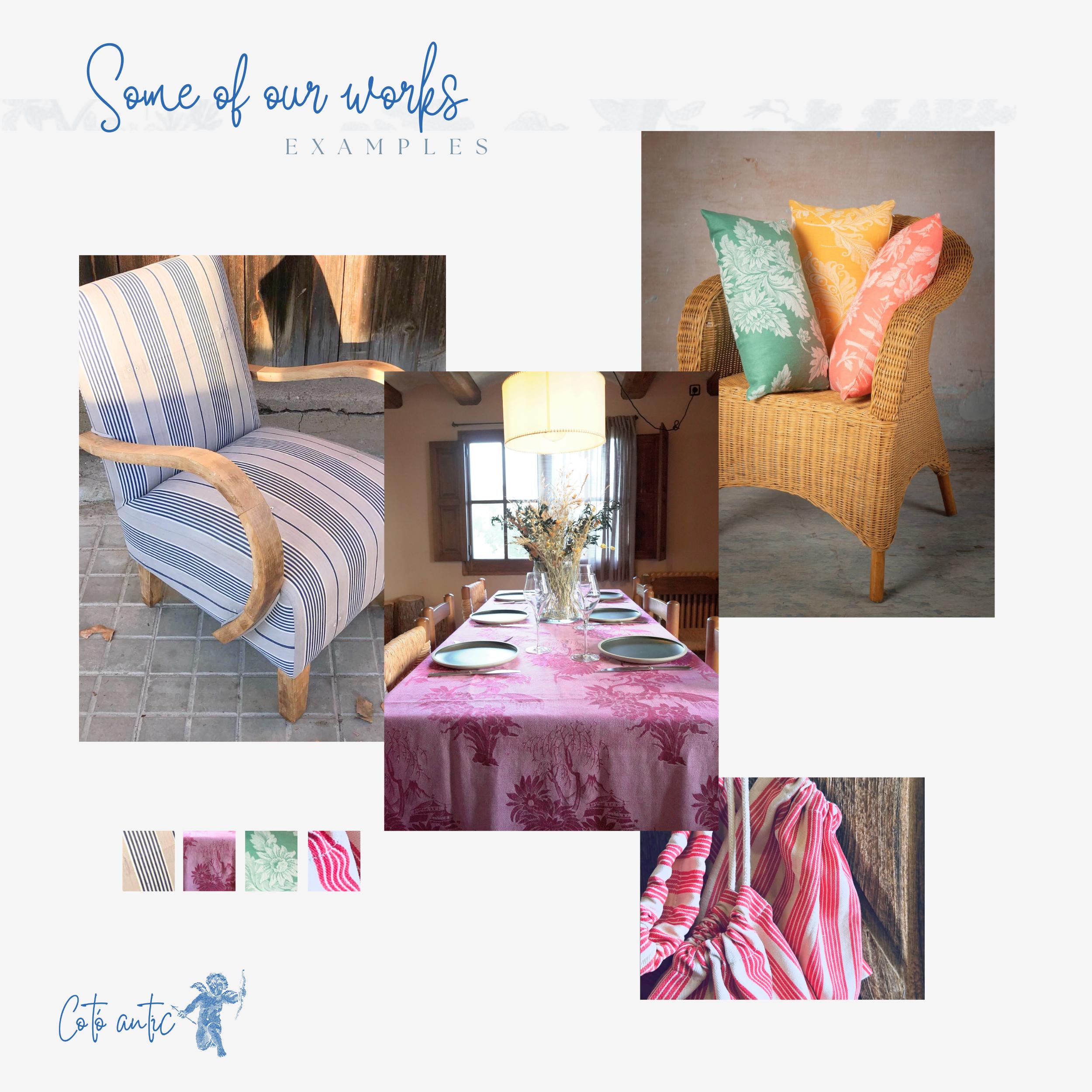 アンティークフレンチファブリック ブルーストライプ ティッキング