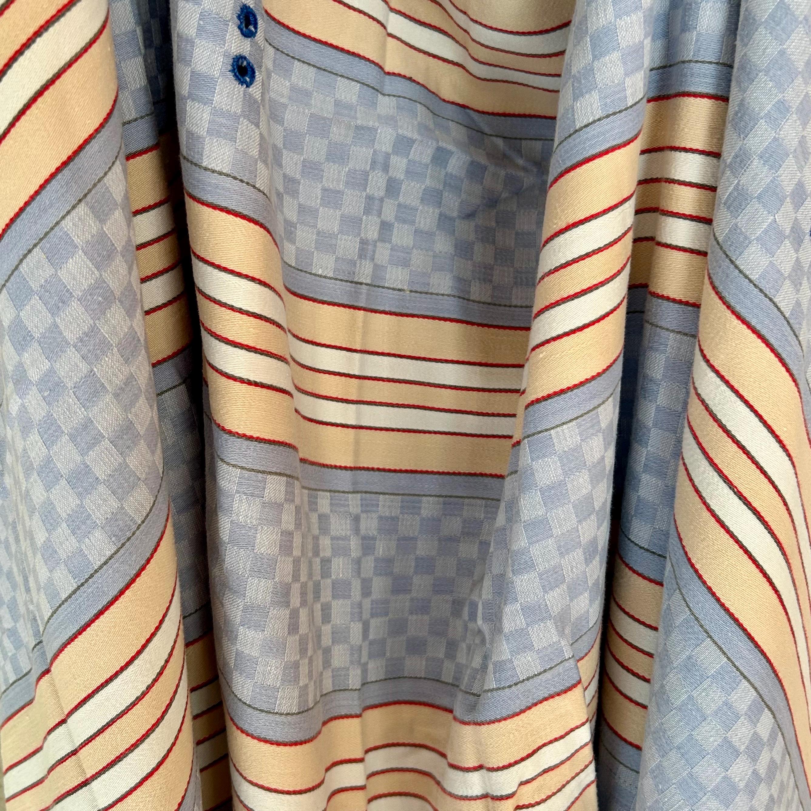 Antique French Ticking Fabric: Blue Striped Cotton, Rustic