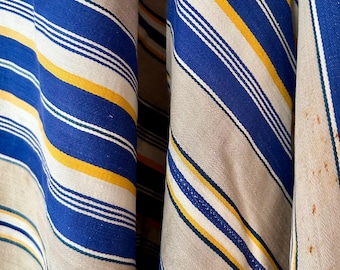 1ヤードあたり - アンティークティッキング生地 ブルー ホワイト